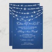 卒業エレガントパーティーきらめくチェーンブルー 招待状 (正面/裏面)