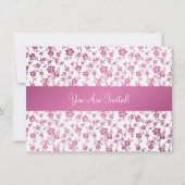 卒業エレガントパーティーの花柄ピンク 招待状 (裏面)