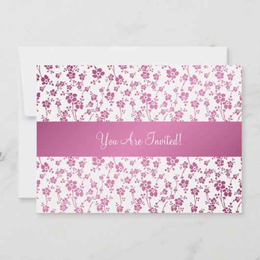 卒業エレガントパーティーの花柄ピンク 招待状 (裏面)