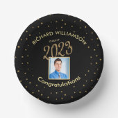 卒業エレガントパーティー写真ブラック金ゴールド ペーパーボウル (正面)