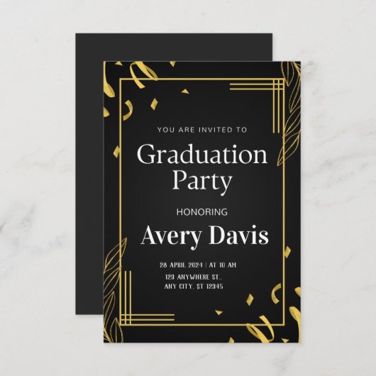 卒業エレガントパーティー招待状 招待状 (正面/裏面)