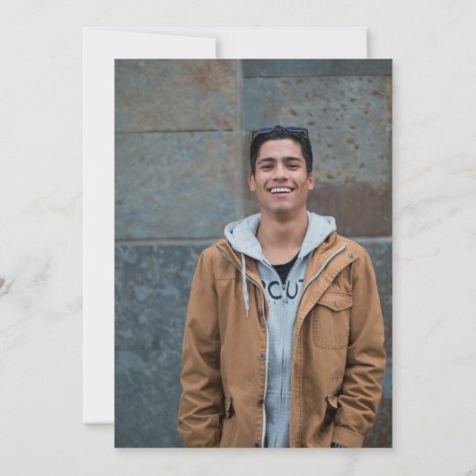 卒業エレガントパーティー海軍の青い写真 招待状 (裏面)