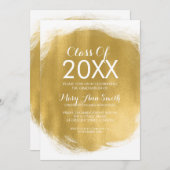 卒業エレガントパーティ金ゴールド絵を描ルック 招待状 (正面/裏面)