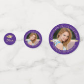 卒業エレガントパープル金ゴールド写真パーソナライズされた コンフェッティ (正面)