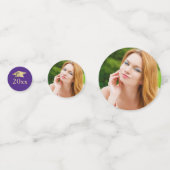 卒業エレガントパープル金ゴールド写真パーソナライズされた コンフェッティ (裏面)