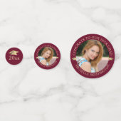 卒業エレガントマルーン金ゴールド写パーソナライズされた真 コンフェッティ (正面)