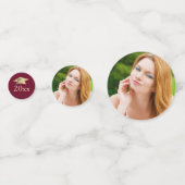 卒業エレガントマルーン金ゴールド写パーソナライズされた真 コンフェッティ (裏面)