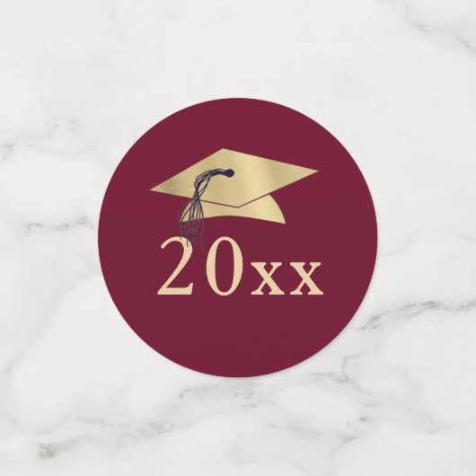 卒業エレガントマルーン金ゴールド写パーソナライズされた真 コンフェッティ (スモール正面)