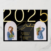 卒業エレガントミニマカスタムリスト2枚 箔招待状 (正面)