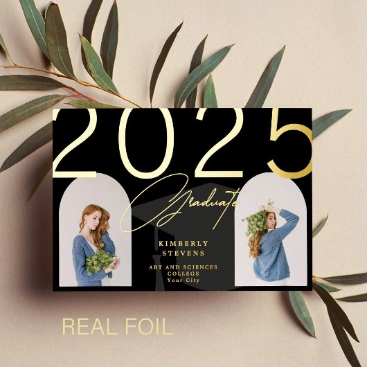 卒業エレガントミニマカスタムリスト2枚 箔招待状