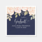 卒業エレガントミニマモダンリストフローラ海軍 スタンダードカクテルナプキン (正面)