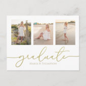 卒業エレガントミニマル3枚フォトQRコード ポストカード (正面)