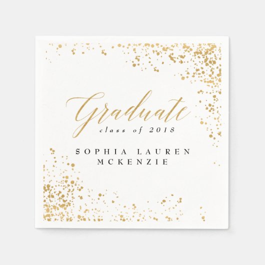 卒業エレガントモダン者 スタンダードカクテルナプキン (正面)