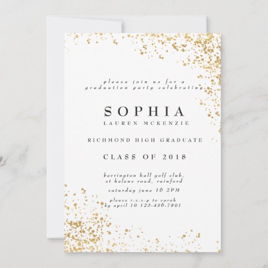 卒業エレガントモダン者 招待状 (裏面)