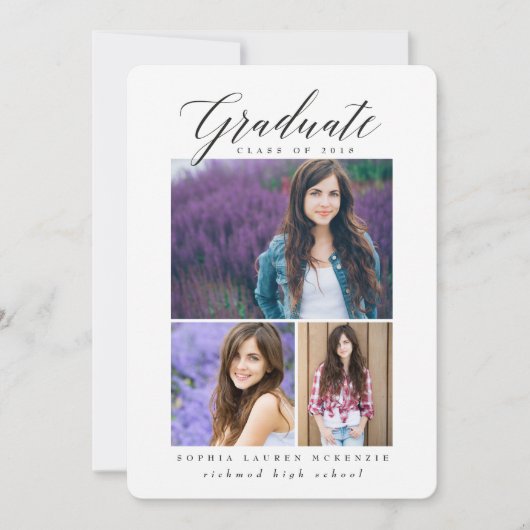 卒業エレガントモダン者 案内状 (正面)