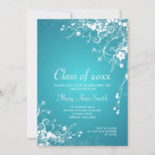 卒業エレガント党スワ点々のあるールズターコイズ 招待状 (正面)