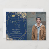 卒業エレガント党海軍ブルー 招待状 (正面)