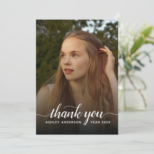 卒業エレガント写真をスクリプトで書いてくれてありがとう サンキューカード (スタンド正面)