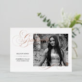 卒業エレガント写真白黒 箔招待状 (立ち正面)