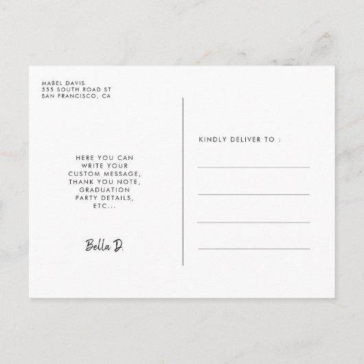 卒業エレガント写真 ポストカード (裏面)