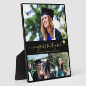 卒業エレガント卒業生3枚フォトコラージュ金ゴールドブラック フォトプラーク (側面)