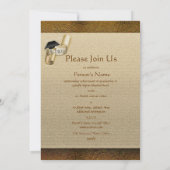 卒業エレガント帽のスクロール 招待状 (裏面)