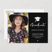 卒業エレガント後の写真卒業の招待状 ポストカード (正面/裏面)