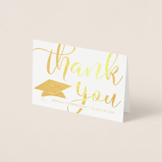 卒業エレガント感謝のスクリプト写真 箔カード (正面)