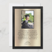 卒業エレガント感謝の言葉黒金ゴールド サンキューカード (裏面)