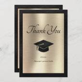 卒業エレガント感謝の言葉黒金ゴールド サンキューカード (正面/裏面)