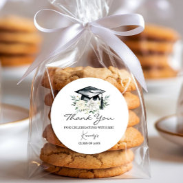 卒業エレガント感謝ステッカー – 黒キャップ ラウンドシール