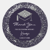 卒業エレガント感謝ステッカー – silver Cap ラウンドシール (正面)