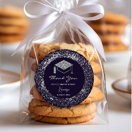 卒業エレガント感謝ステッカー – silver Cap ラウンドシール