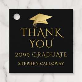 卒業エレガント感謝ブラック金ゴールドキャップ フェイバータグ