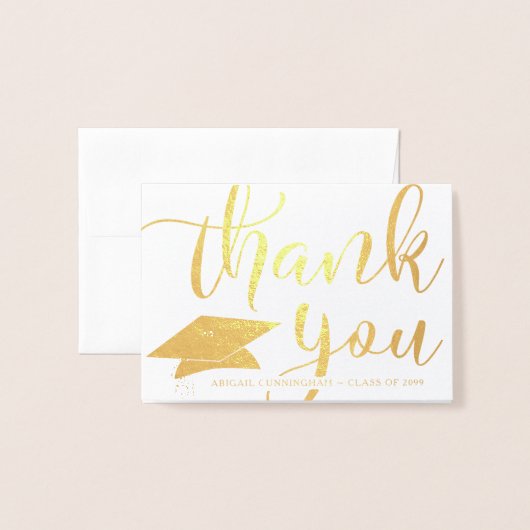 卒業エレガント感謝Script Foilカード 箔カード (封筒付き正面)