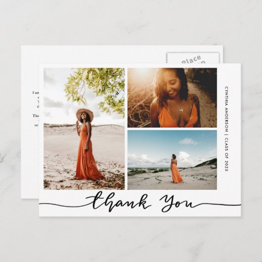 卒業エレガント感謝Script Grad Photo ポストカード (正面/裏面)