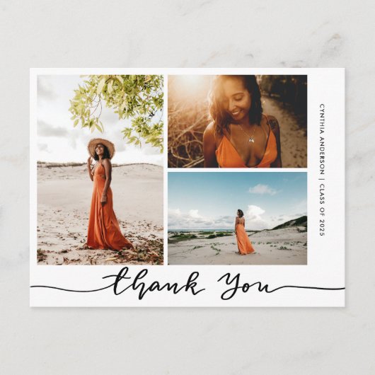 卒業エレガント感謝Script Grad Photo ポストカード (正面)