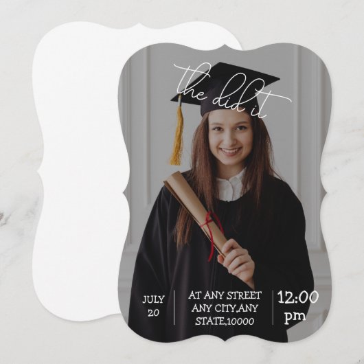 卒業エレガント招待状 – 「やったな！ (正面/裏面)