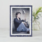 卒業エレガント用青白大理石と写真 案内状 (スタンド正面)