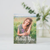 卒業エレガント白スクリプト写真 ポストカード (スタンド正面)