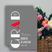 卒業エレガント白赤デザイン サンキューカード