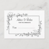 卒業エレガント白黒フローラ縁ど エンクロージャーカード (正面)