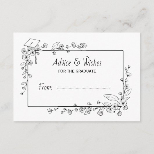 卒業エレガント白黒フローラ縁ど エンクロージャーカード (正面)