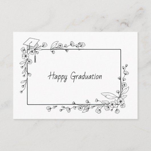 卒業エレガント白黒フローラ縁ど エンクロージャーカード (裏面)