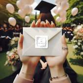 卒業エレガント白黒フローラ縁ど スクエアシール