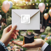 卒業エレガント白黒フローラ縁ど スクエアシール