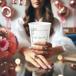 卒業エレガント白黒フローラ縁ど 紙コップ