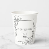 卒業エレガント白黒フローラ縁ど 紙コップ (裏面)