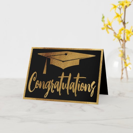 卒業エレガント祝いフェイク金ゴールド カード (黄色い花)