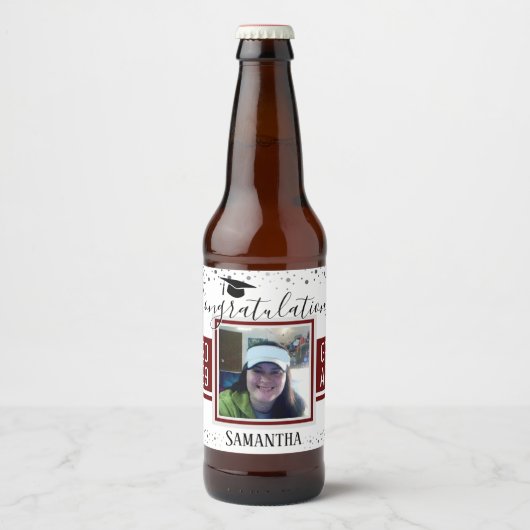 卒業エレガント祝いフォトワイン ビールラベル (正面)